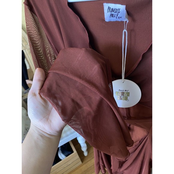 Princess Polly Baewatch Mini Dress In Brown Size 12 NWT - Picture 7 of 9